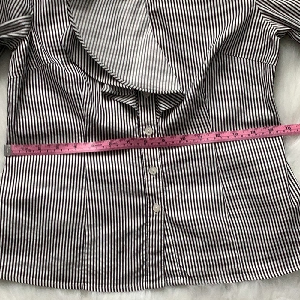 Designer Ruffled Pinstripe Blouse - Picture 9 of 9